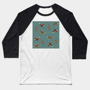 Winter Foxes in Teal Baseball T-Shirt